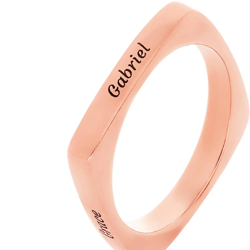 Iris Custom Square Ring in 18K Rose Gold Vermeil - Image 4