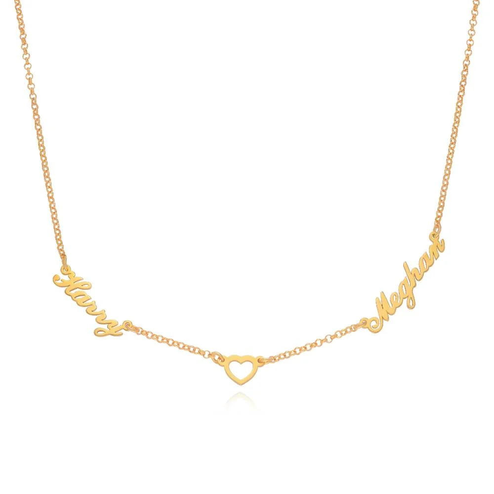 Heritage Heart Multi Name Necklace in 18K Gold Vermeil