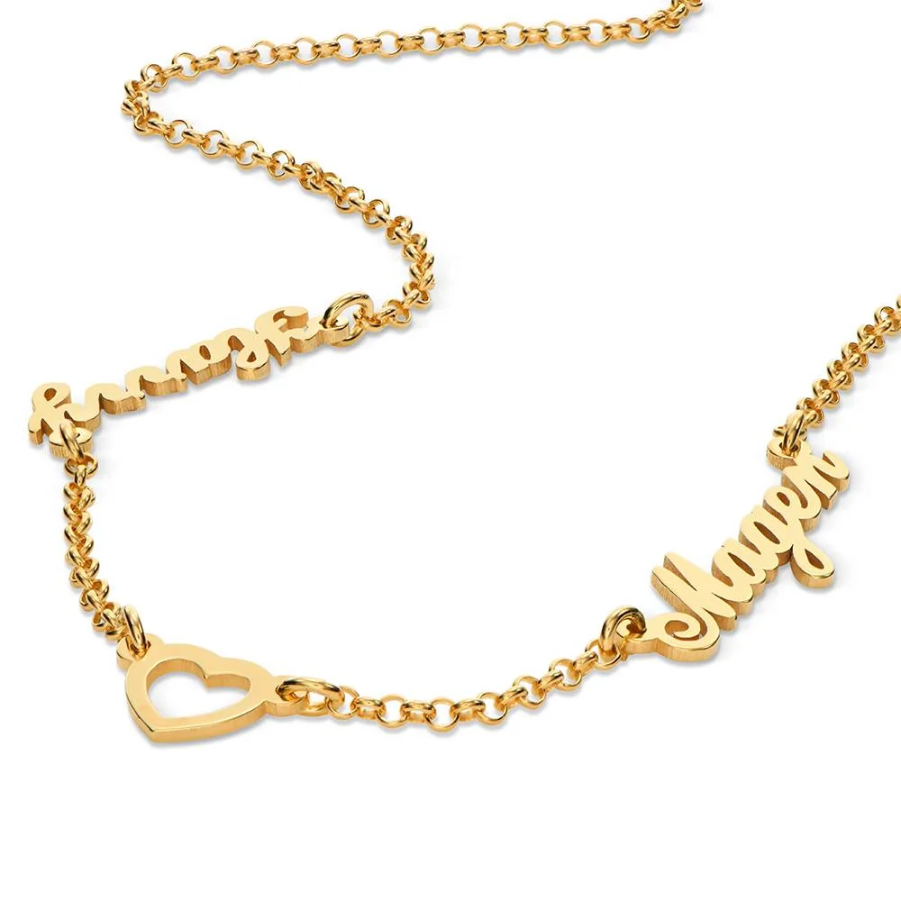Heritage Heart Multi Name Necklace in 18K Gold Vermeil - Image 3