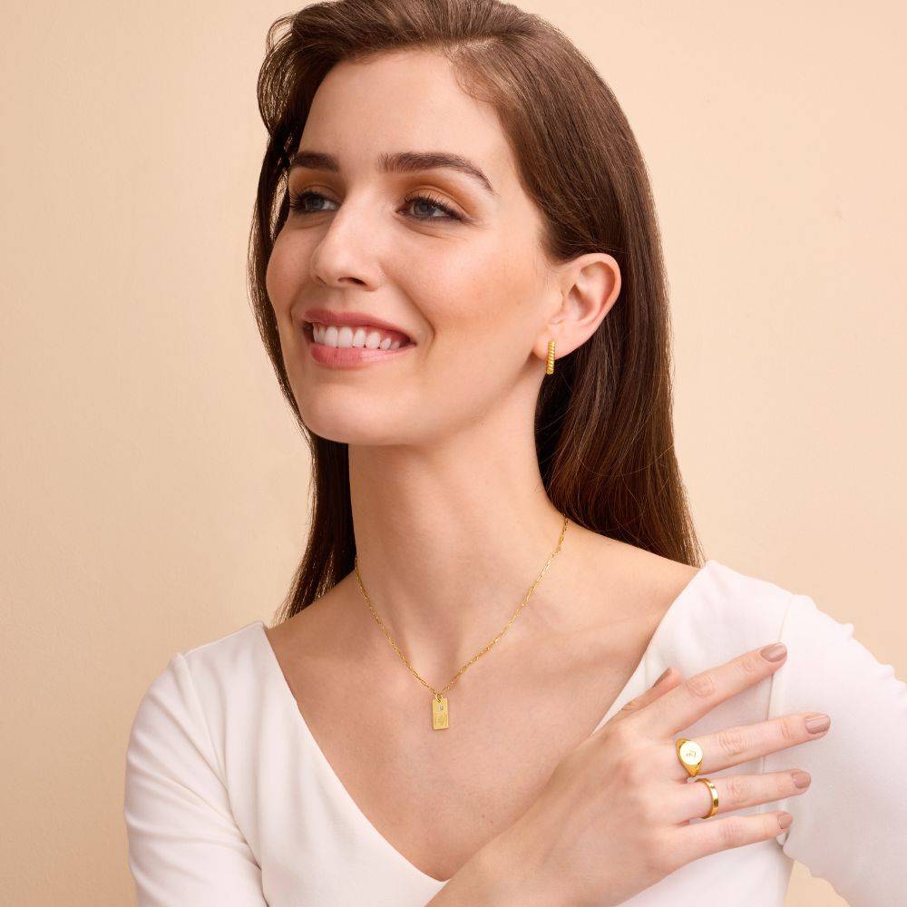 Link Blossom Birth Flower & Diamond Necklace in 18K Gold Plating - Image 2