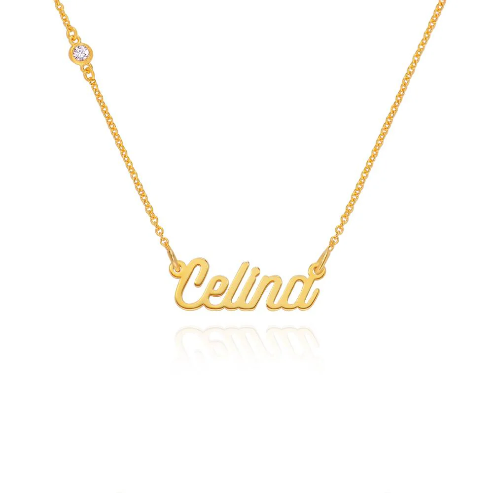 Twirl Script Name Necklace with Diamond in 18k Gold Vermeil
