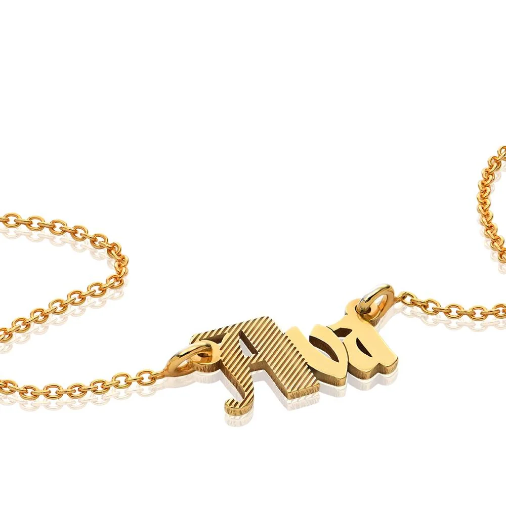 Wednesday Textured Gothic Name Necklace in 18K Gold Plating - Image 5
