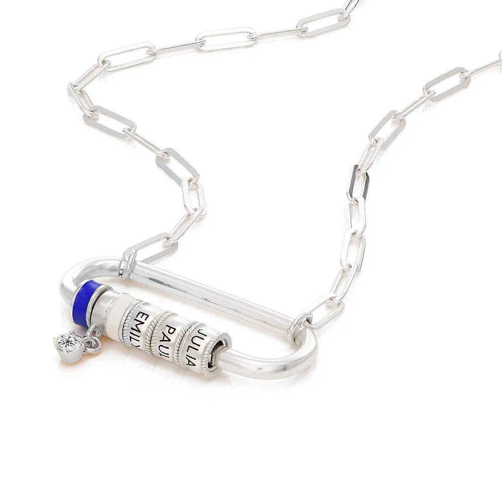 Linda Oval Clasp Necklace With Diamond in Sterling Silver - Image 3