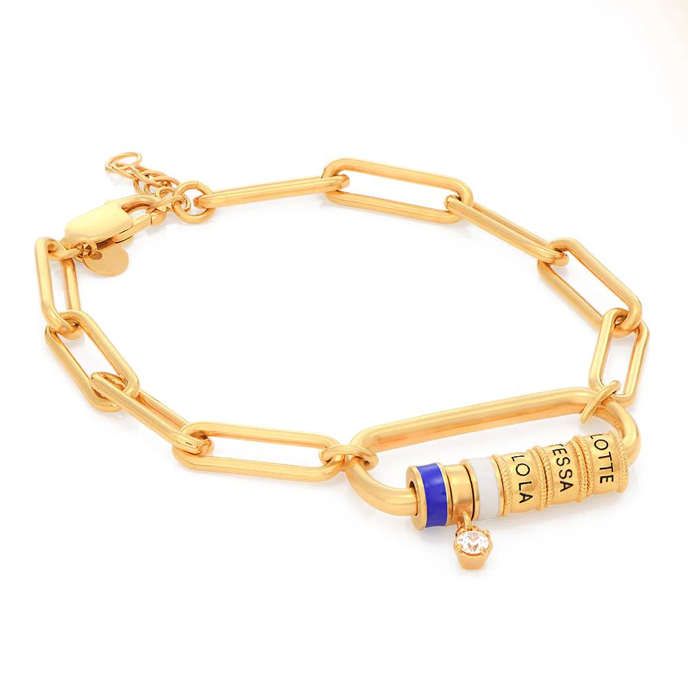 Linda Oval Clasp Bracelet With Diamond in 18K Gold Plating - Image 4
