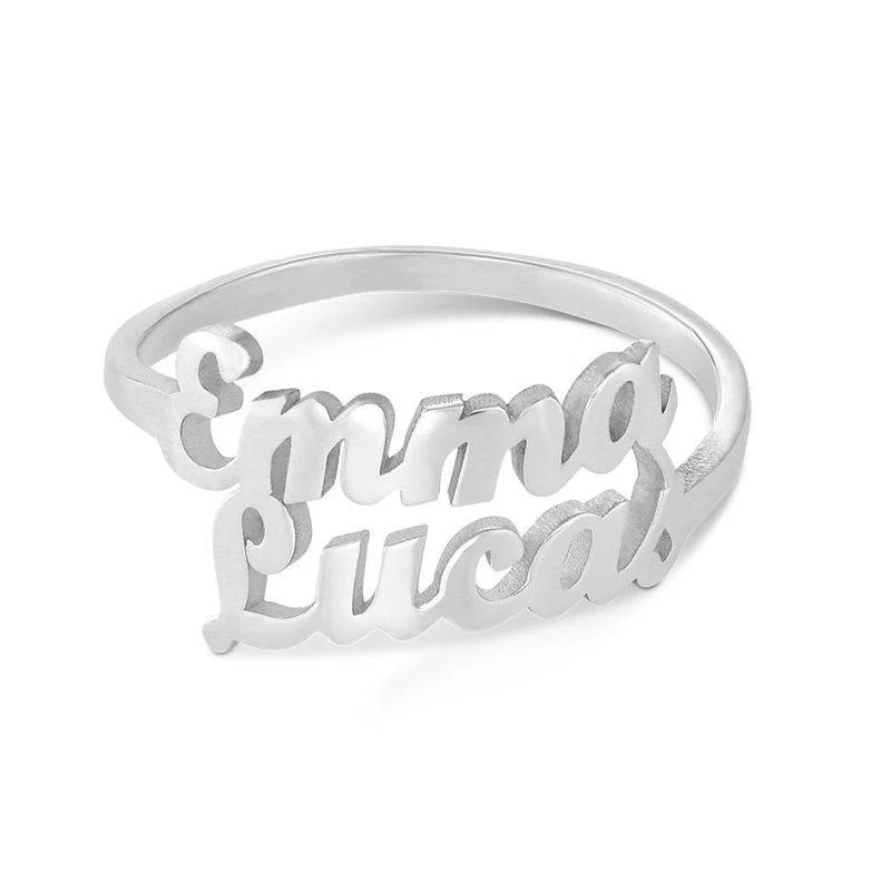 Script Double Name Ring in Sterling Silver - Image 3