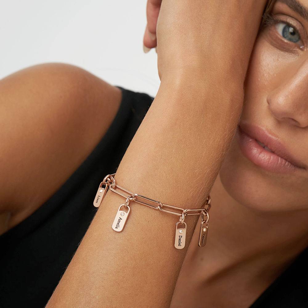 Rory Bracelet with Diamond Custom Charms in 18K Rose Gold Plating - Image 2