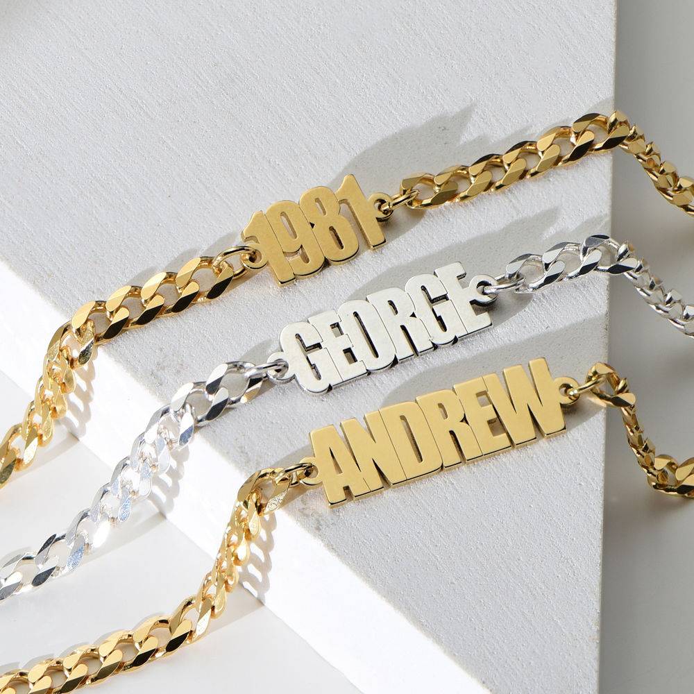 Thick Chain Name Bracelet in Gold Vermeil - Image 3
