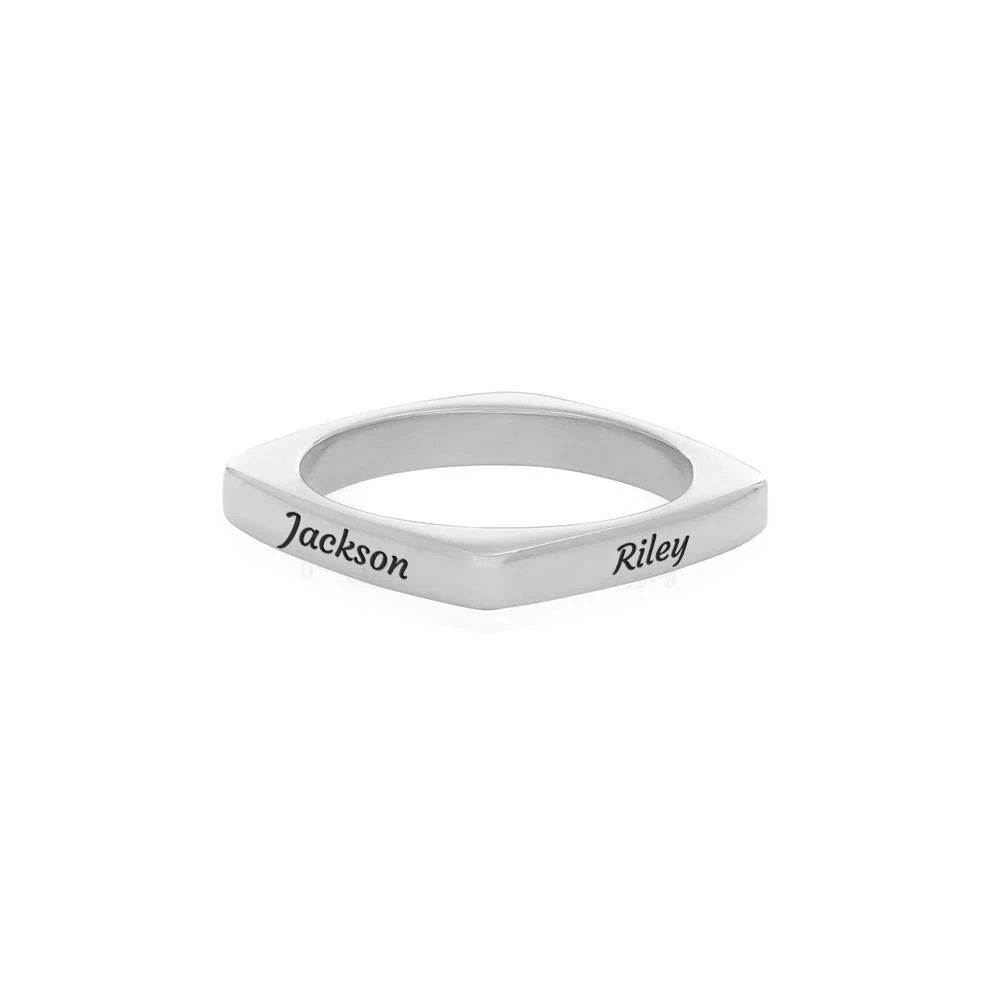 Custom Square Ring in Sterling Silver