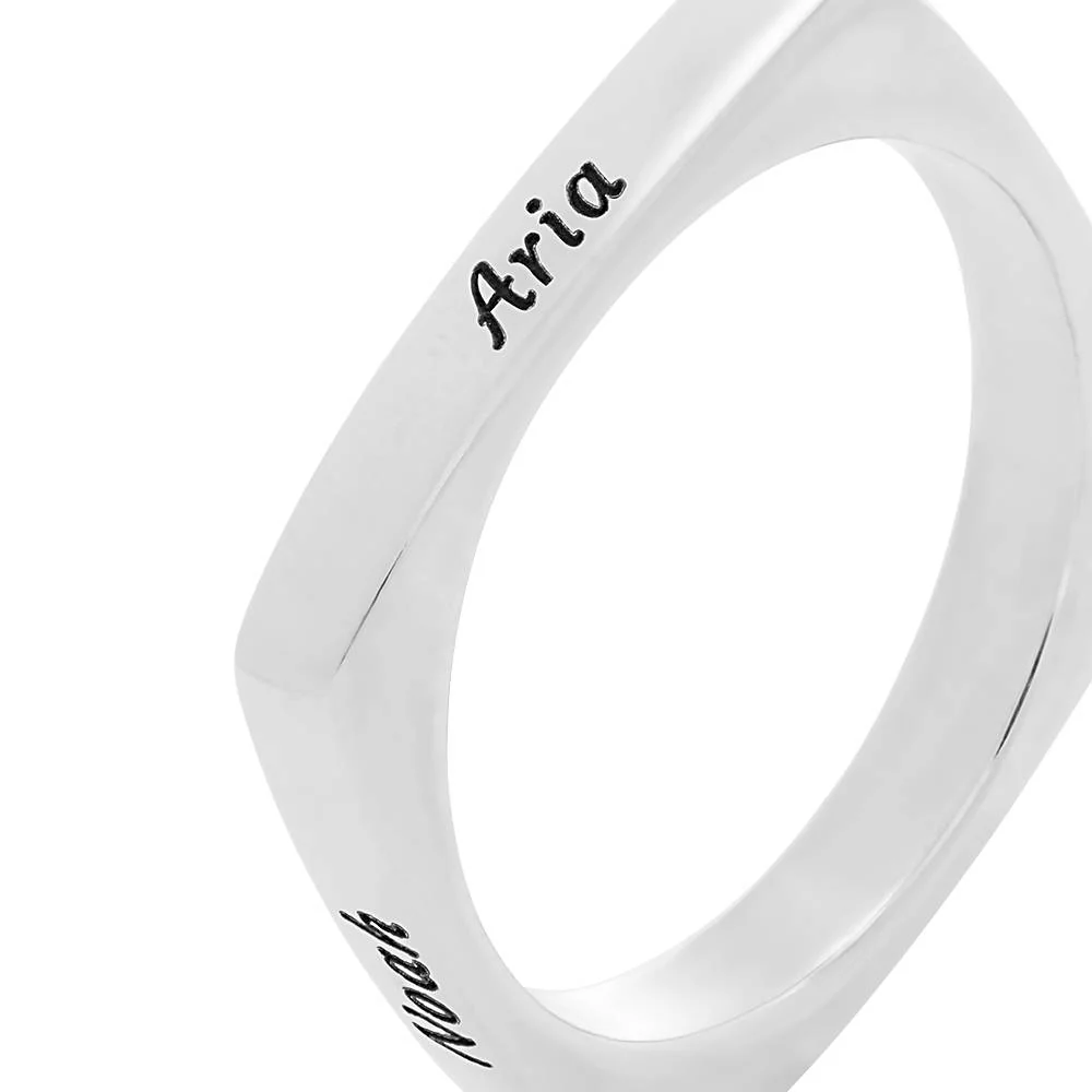 Custom Square Ring in Sterling Silver - Image 4