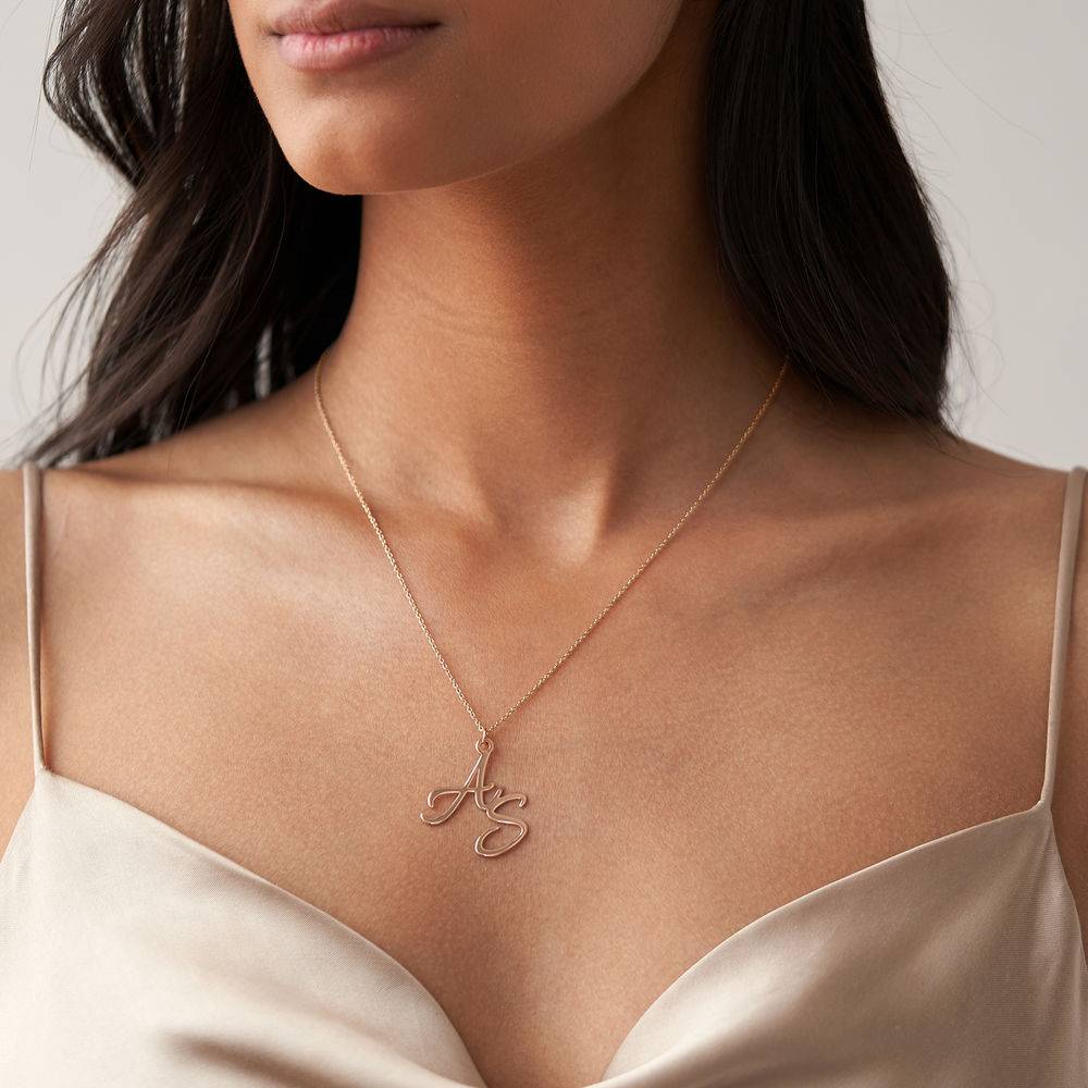 Two Initial Necklace in 18K Rose Gold Plating - Image 3