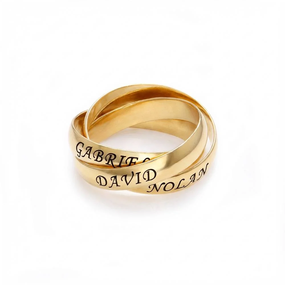 Personalized Mom Ring - Charlize Russian Ring in Gold Plating - Name Ring - Engraved Ring for Mom - Ring with Kids Names - Custom Ring for Wife