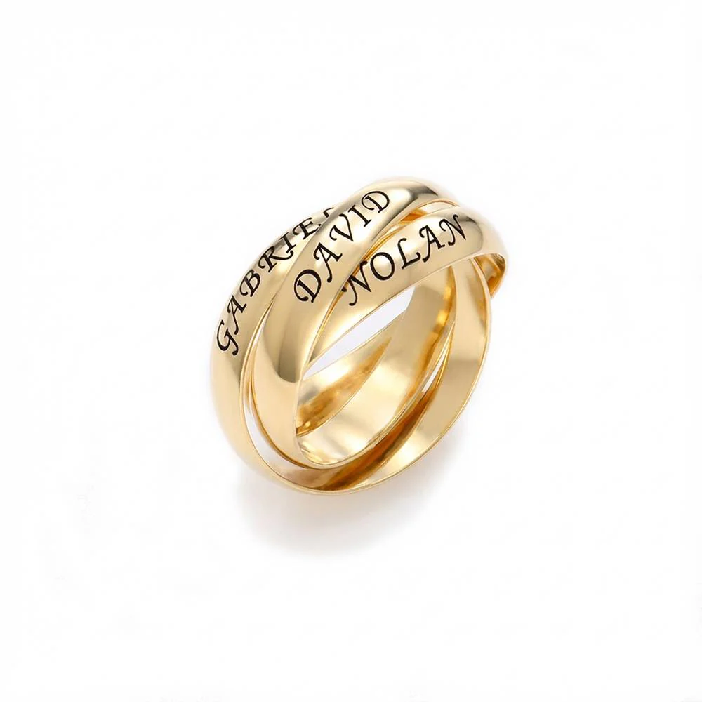 Personalized Mom Ring - Charlize Russian Ring in Gold Plating - Name Ring - Engraved Ring for Mom - Ring with Kids Names - Custom Ring for Wife - Image 3