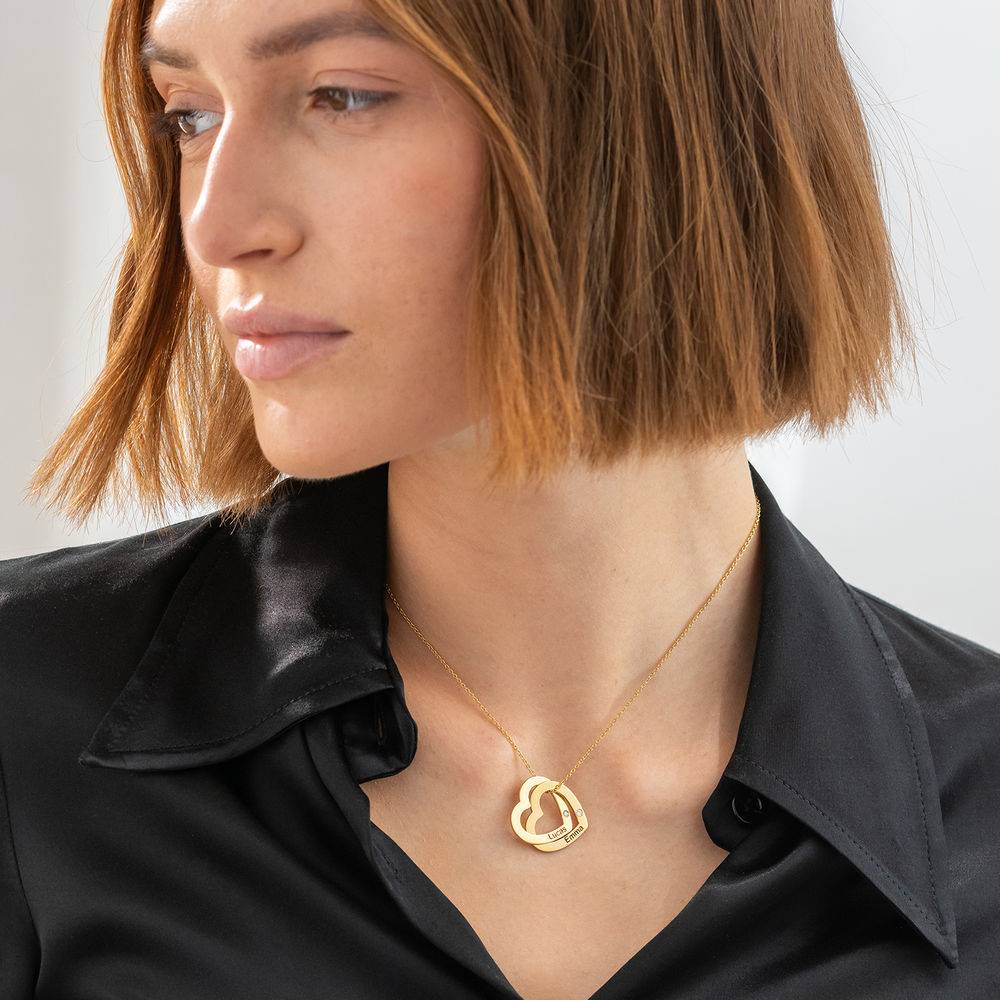 Claire Interlocking Hearts Necklace in Gold Plated with Diamonds - Image 2