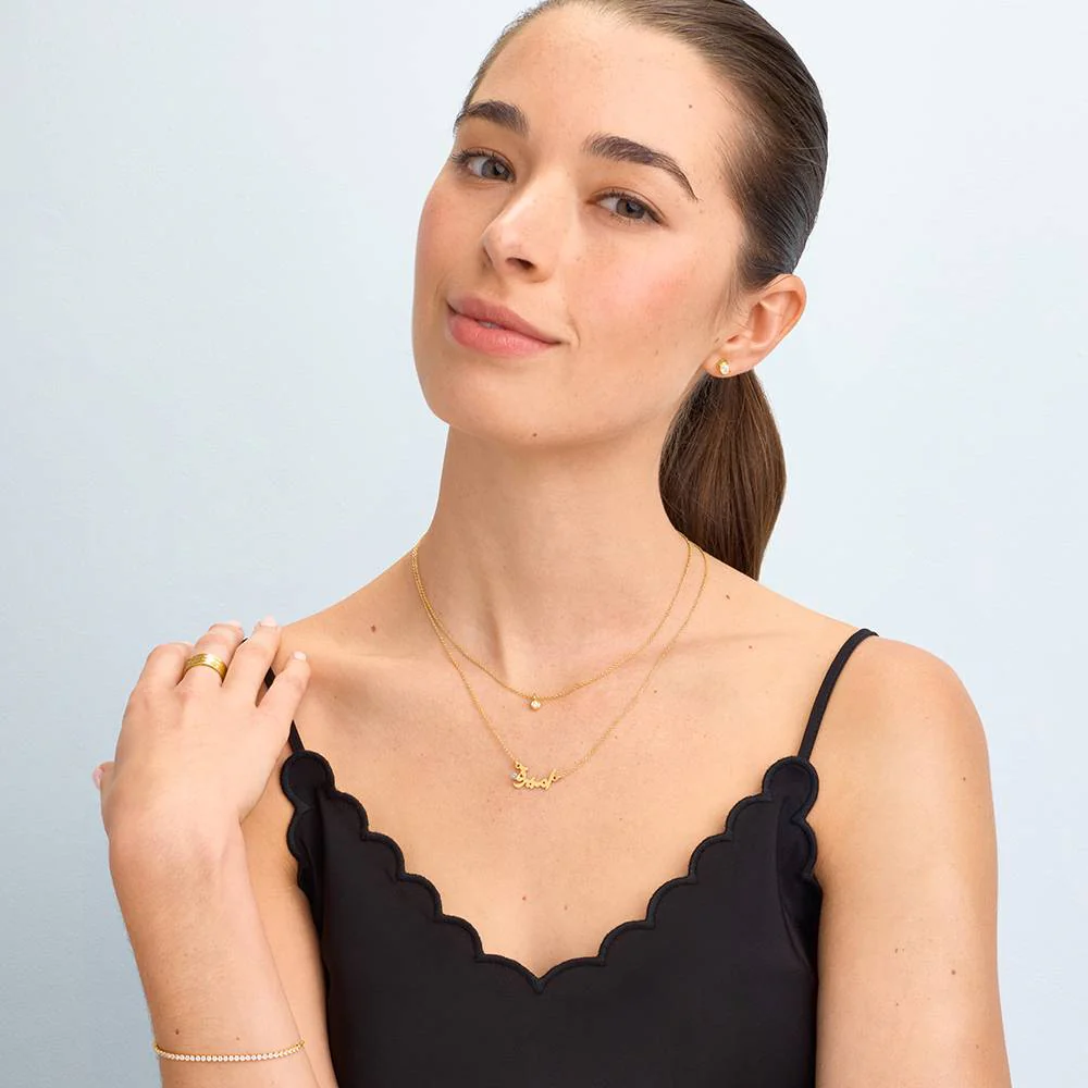 Arabic Name Necklace in Gold Vermeil with Diamond - Image 6