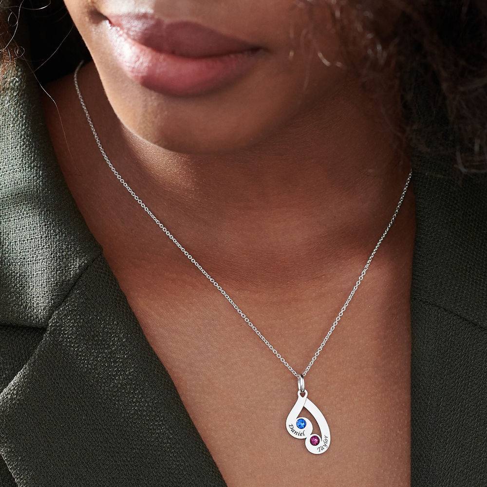 Engraved Family Pendant Necklace with Birthstones in Sterling Silver - Image 8