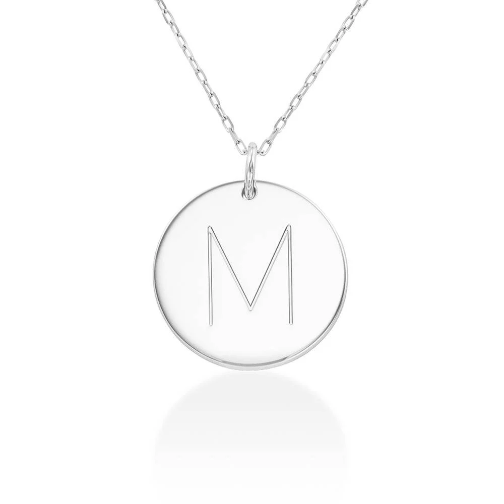 Initial Disk Necklace in 10k White Gold