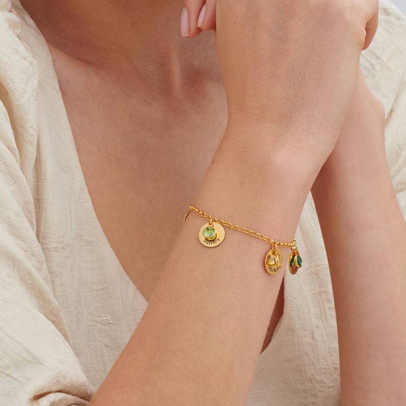 Mom Personalized Charms Bracelet with Birthstone Crystals in Gold Plating - Image 4