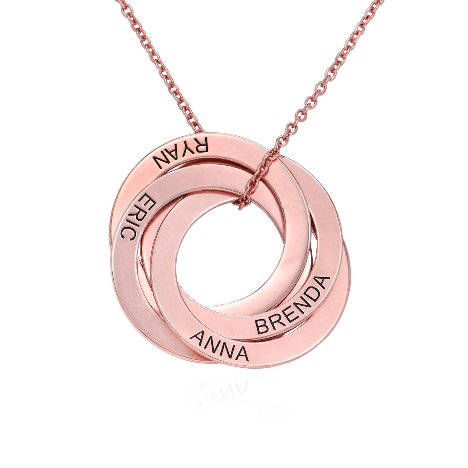 Mothers Gifts Ideas From Kids - 4 Russian Rings Necklace in Rose Gold Plating - Mom Jewelry