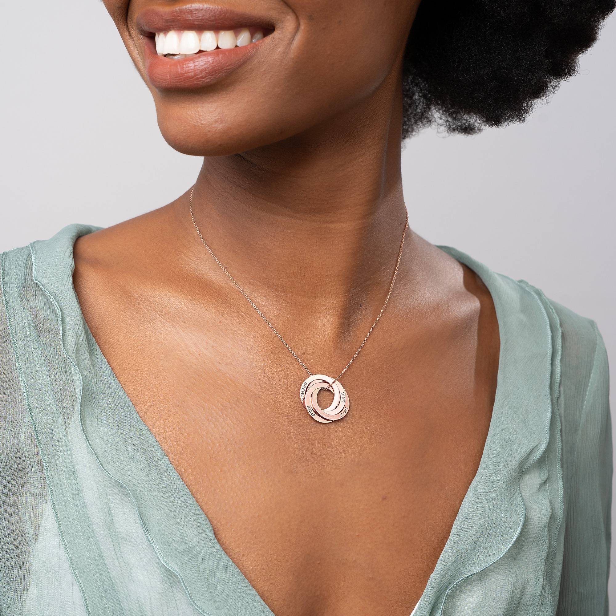 Mothers Gifts Ideas From Kids - 4 Russian Rings Necklace in Rose Gold Plating - Mom Jewelry - Image 2