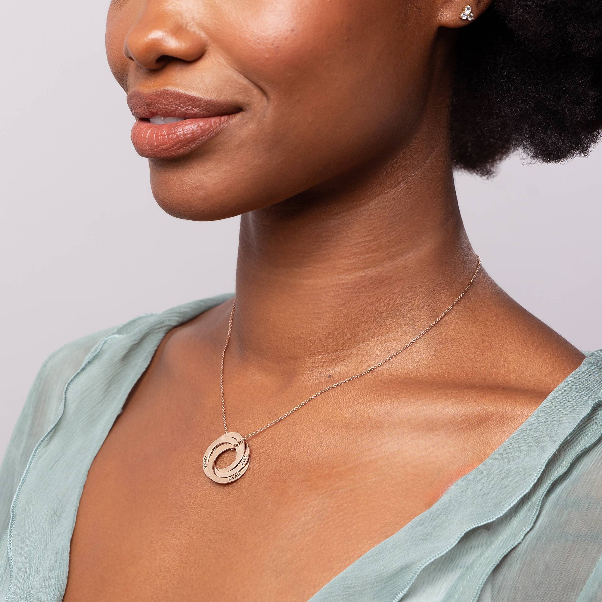 Mothers Gifts Ideas From Kids - 4 Russian Rings Necklace in Rose Gold Plating - Mom Jewelry - Image 4
