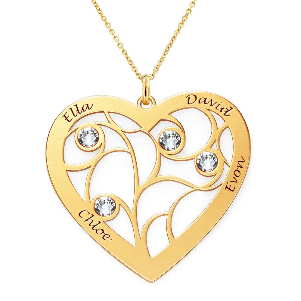 Heart Family Tree Necklace with Birthstones in Vermeil - Image 5