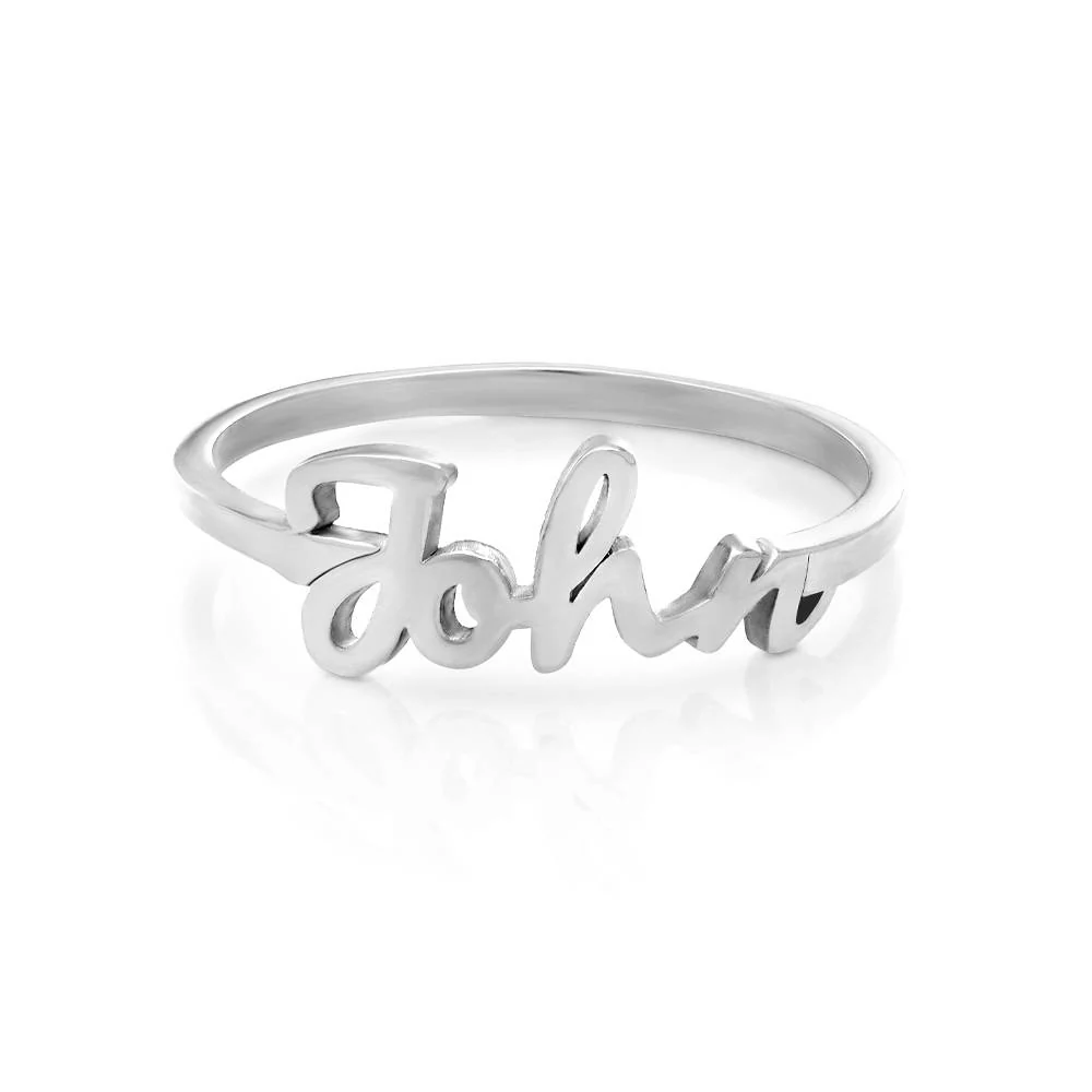 Wife Gifts - Script Name Ring in Silver