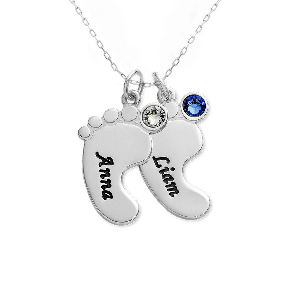 Baby Feet Necklace in 10K White Gold - Image 3