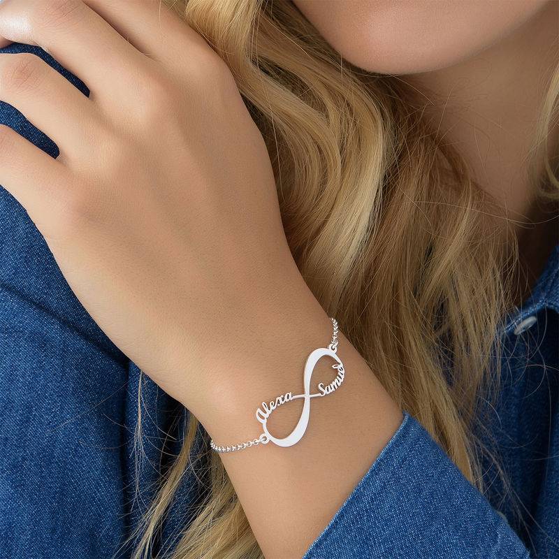 Good Anniversary Gifts for Her - Infinity Bracelet with Names - Sterling Silver - Image 2