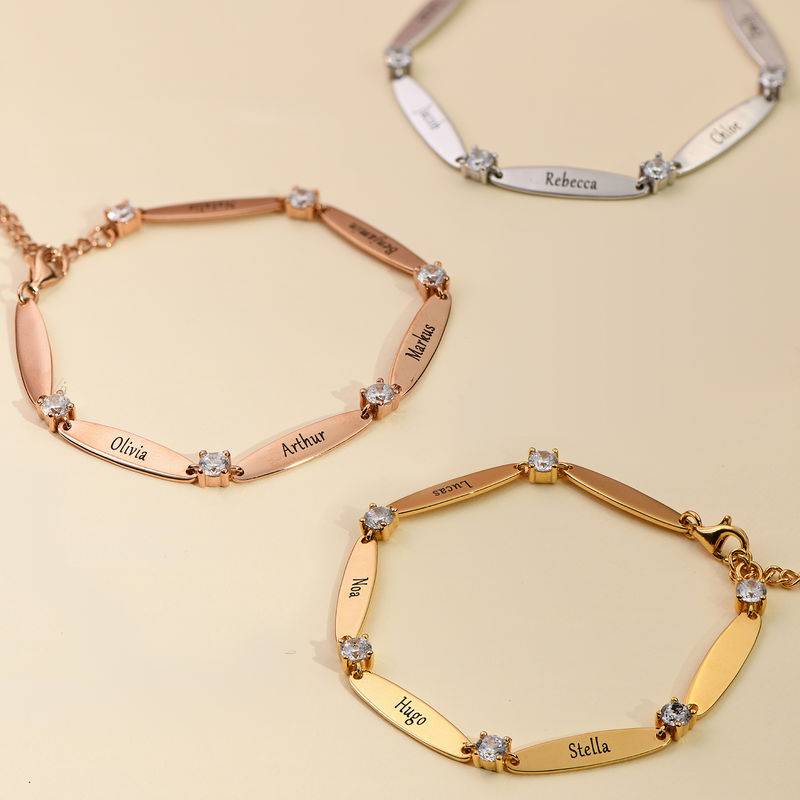 Gift Ideas for Mom - Engraved Mother Bracelet with Cubic Zirconia in Gold Plating - Image 5