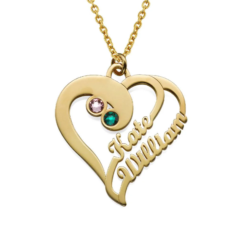 Two Hearts Forever One Necklace with Gold Plating - Gift Ideas - Mother Necklaces - Gifts for Her