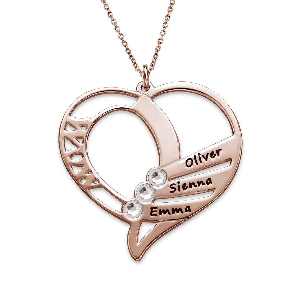 Great Mothers Gifts - Engraved Mom Birthstone Necklace - Rose Gold Plated - Mom Birthday Gifts - Grandmother Jewelry - Image 3