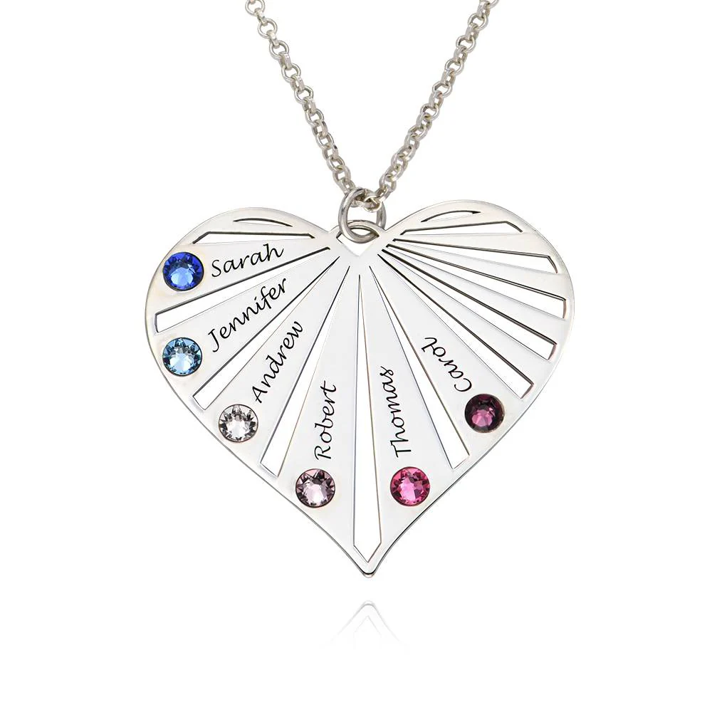 Family Necklace With Birthstones in Silver Sterling - Best Gifts for Mom - Mothers Necklace - Personalized Mom Necklace - Presents for Mom