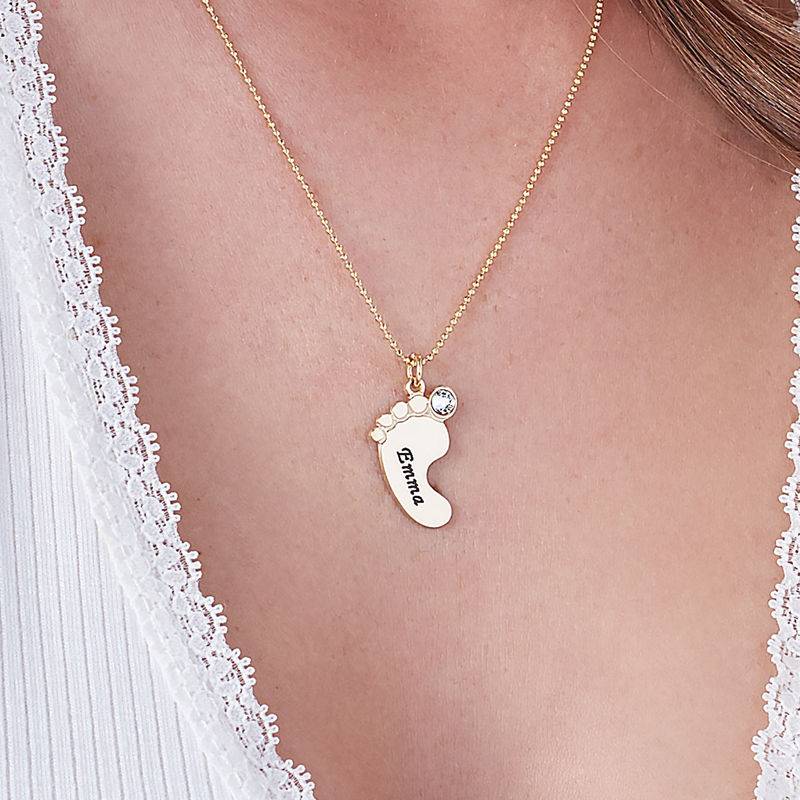 Push Present - Mom Jewelry - Baby Feet Necklace in 10K Yellow Gold - Image 2