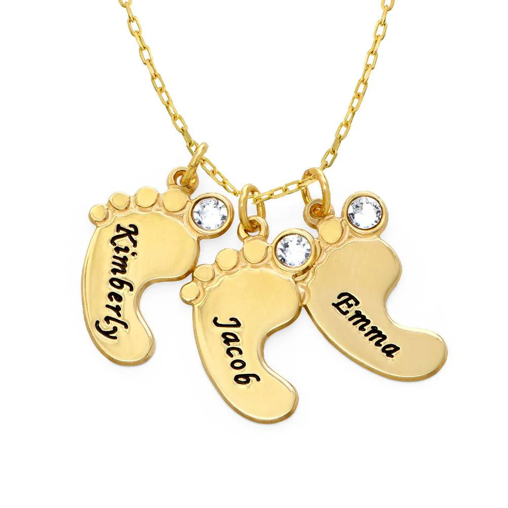 Push Present - Mom Jewelry - Baby Feet Necklace in 10K Yellow Gold - Image 3
