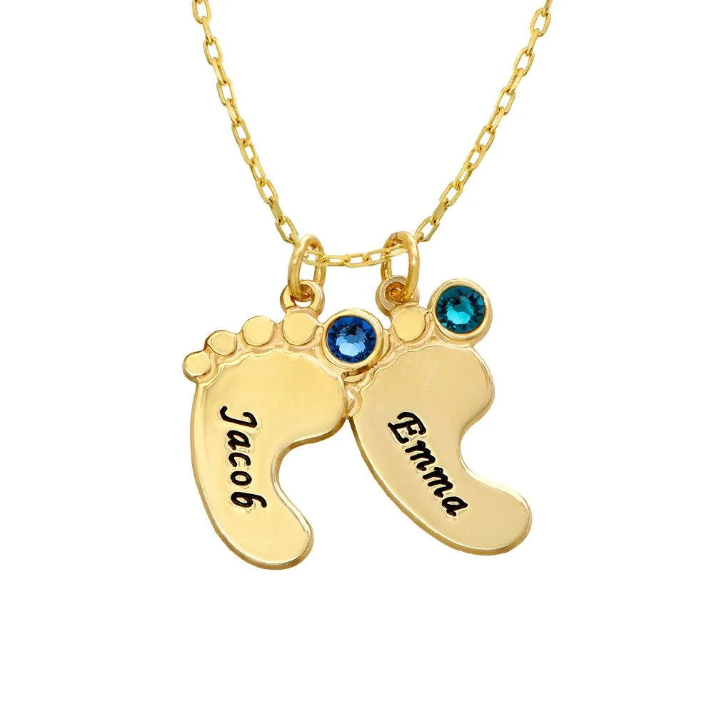 Push Present - Mom Jewelry - Baby Feet Necklace in 10K Yellow Gold - Image 5