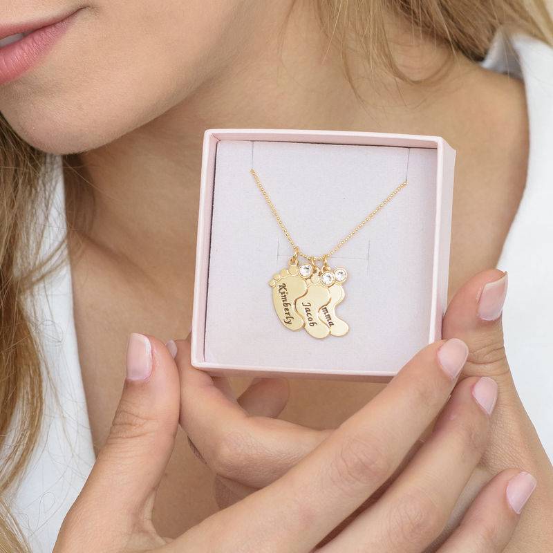 Push Present - Mom Jewelry - Baby Feet Necklace in 10K Yellow Gold - Image 6