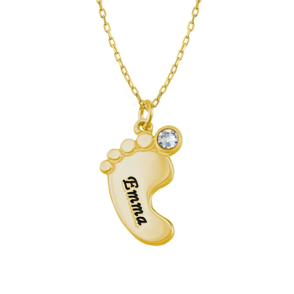 Push Present - Mom Jewelry - Baby Feet Necklace in 10K Yellow Gold - Image 7
