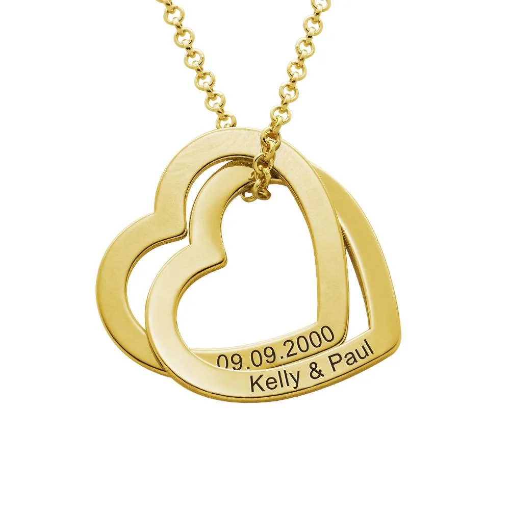 Good Anniversary Gifts - Interlocking Hearts Necklace with 18K Gold Plating