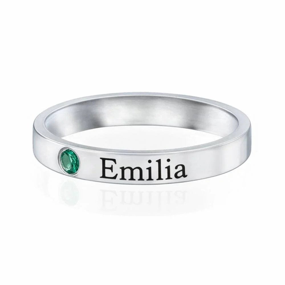 Name Ring with Birthstone - Stackable Birthstone Name Ring - Ring with Kids Names - Personalized Mother Ring - Gift for New Mom - Image 3