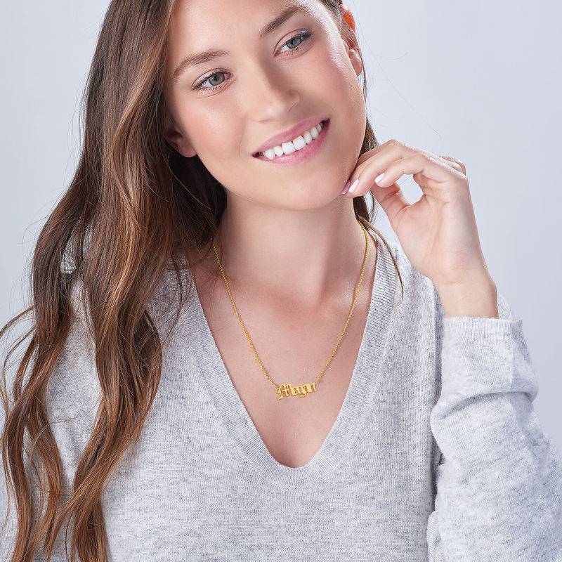 Old English Name Necklace in 18k Gold-Plated Sterling Silver - Perfect Gift for Her - My Name Necklace - Gothic Name Necklace - Custom Name Necklace - Image 2